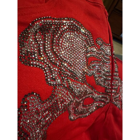 Guapi Skeleton Pants Mens 30 Red Crystal Rhinestone Limited Edition Buckle Zip - Picture 3 of 12